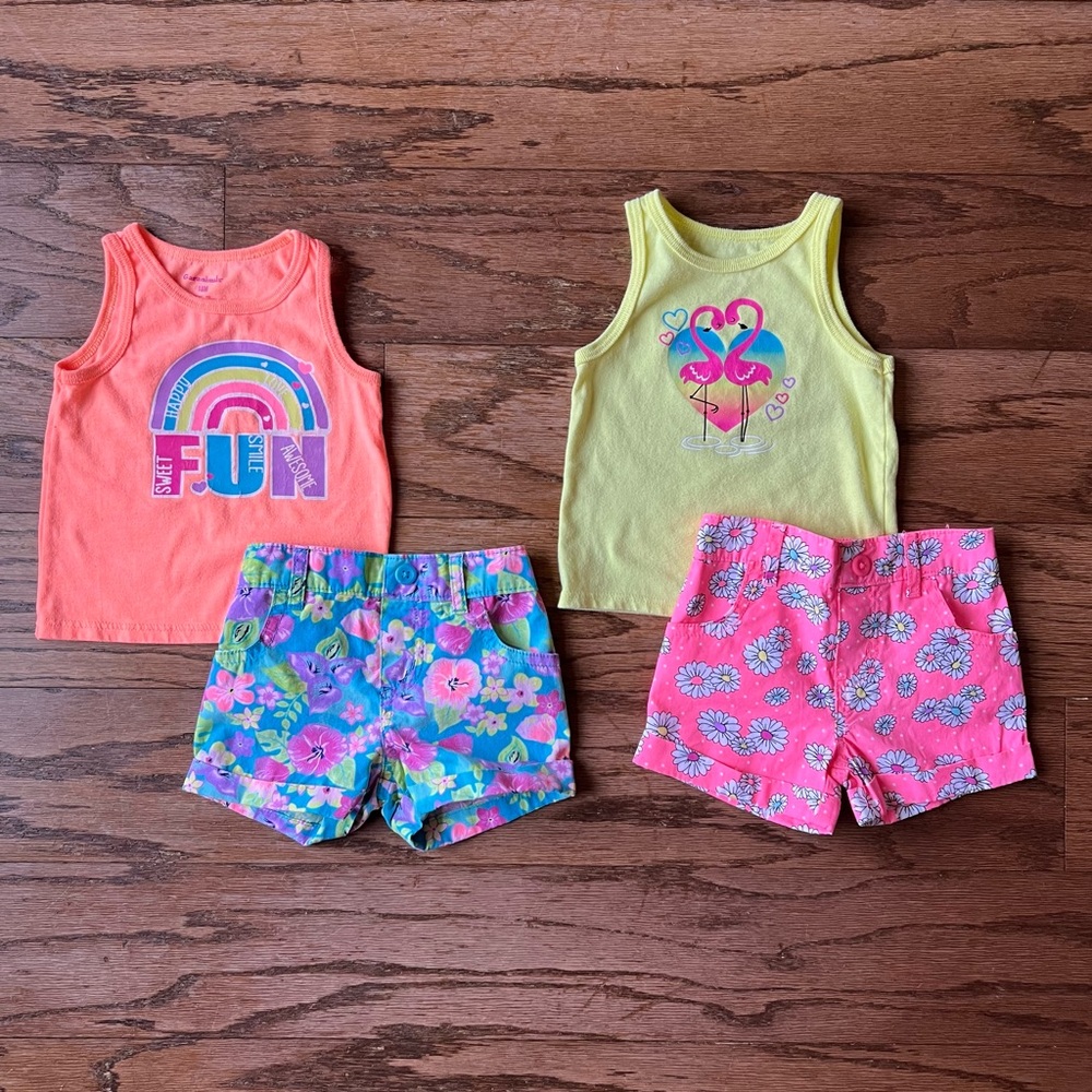 Girls size: 18 months Summer Tank & Shorts Bundle (4 pieces)